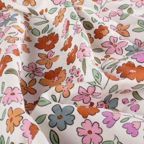 0,5 MTR.  AUTUMN COLORFUL FLOWERS - FRENCH TERRY