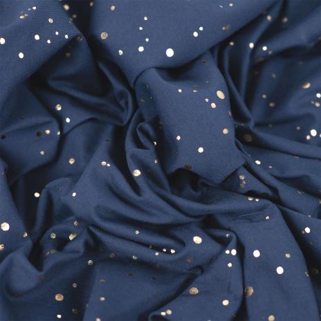 0,50 MTR. ♥ GOLDEN BLUSH FOIL NAVY JERSEY ♥