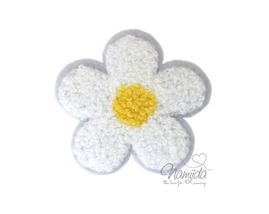 1 Stück - GÄNSEBLÜMCHEN WEISS CHENILLE PATCH
