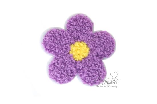 1 Stück - GÄNSEBLÜMCHEN LILA CHENILLE PATCH