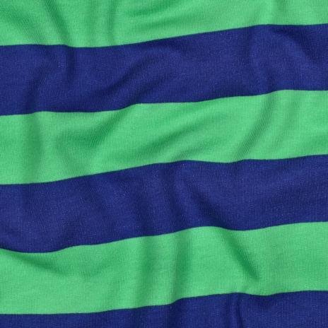 0,5 MTR. XL STREIFEN ROYAL BLAU / GRÜN - SOFT SWEAT