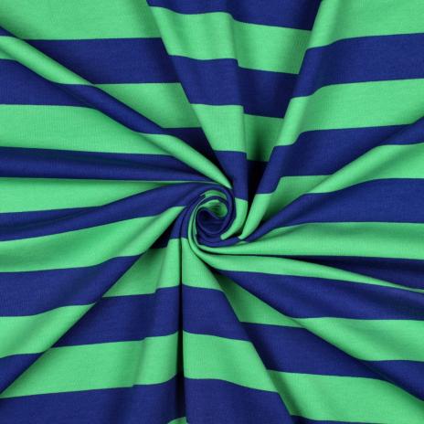 0,5 MTR. XL STREIFEN ROYAL BLAU / GRÜN - SOFT SWEAT