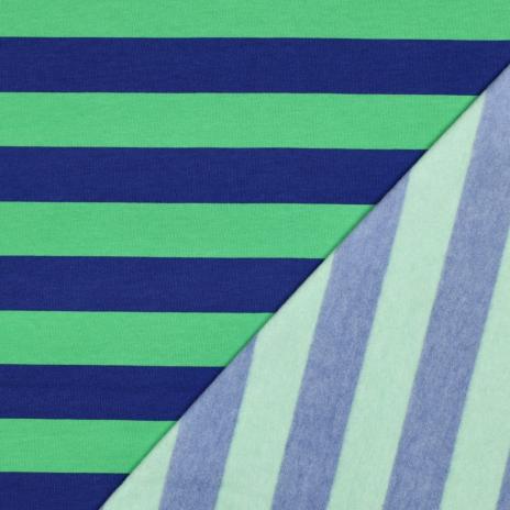 0,5 MTR. XL STREIFEN ROYAL BLAU / GRÜN - SOFT SWEAT