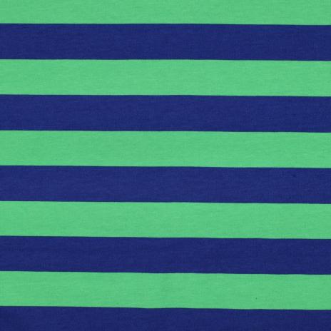 0,5 MTR. XL STREIFEN ROYAL BLAU / GRÜN - SOFT SWEAT