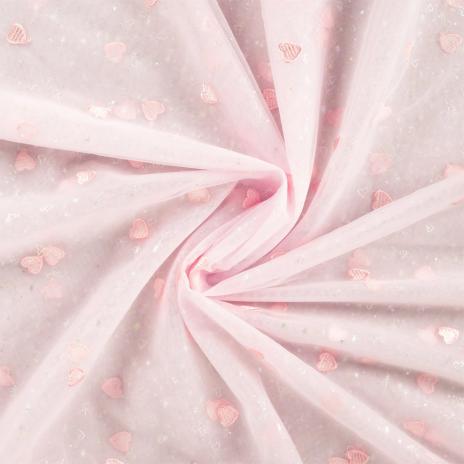 0,5 MTR. ♥ SOFT TüLL HERZCHEN ROSE ♥