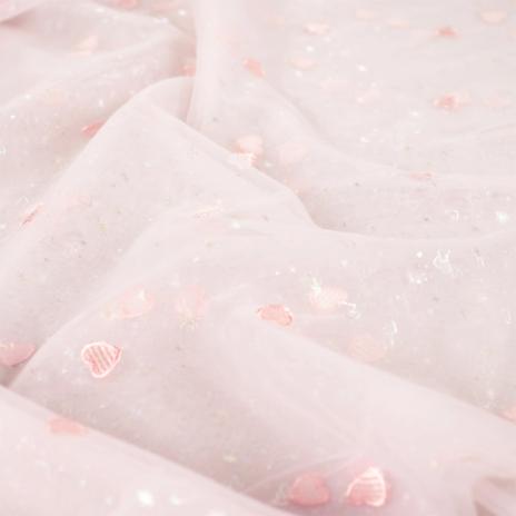 0,5 MTR. ♥ SOFT TüLL HERZCHEN ROSE ♥
