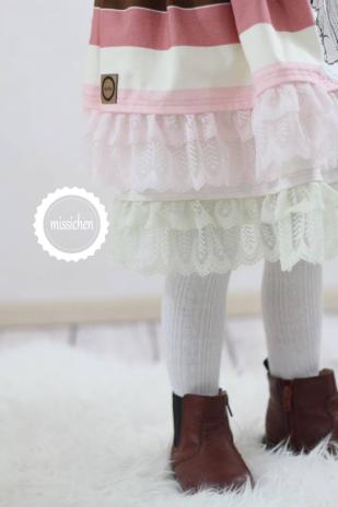 ♥1 Mtr. Spitze gerüscht - CREME - 8cm - doppelte Falten ♥