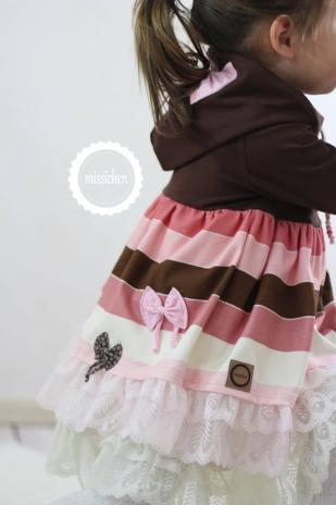 ♥1 Mtr. Spitze gerüscht - ROSA - 8cm - doppelte Falten ♥