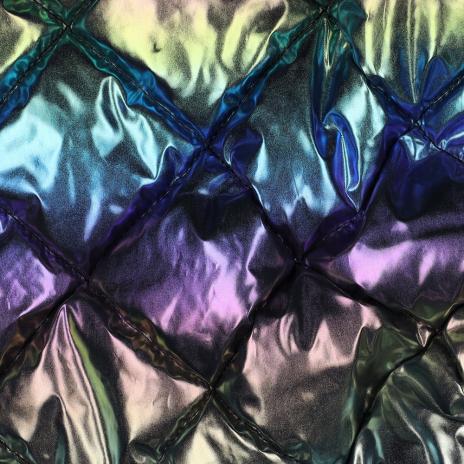 0,5 MTR. ♥ ABGESTEPPTER JACKENSTOFF FOIL RAINBOW ♥