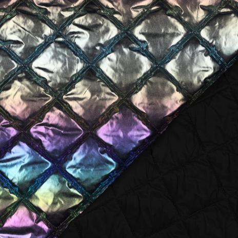 0,5 MTR. ♥ ABGESTEPPTER JACKENSTOFF FOIL RAINBOW ♥
