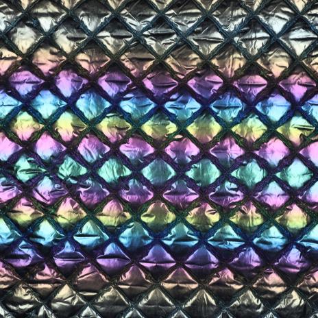 0,5 MTR. ♥ ABGESTEPPTER JACKENSTOFF FOIL RAINBOW ♥