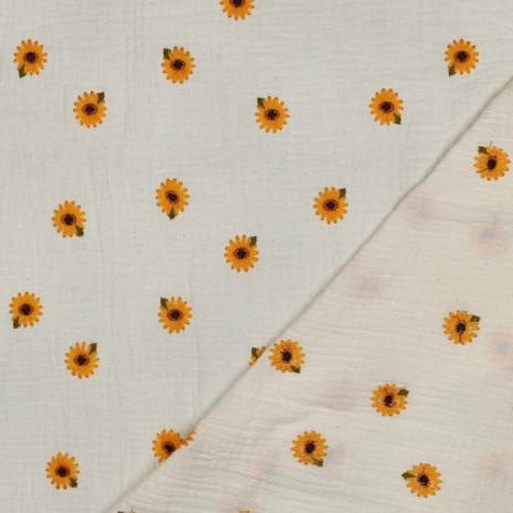 0,5 MTR. ♥ MUSSELIN GESTICKTE SoNNENBLÜMCHEN ♥