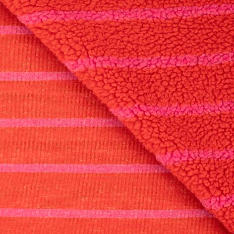 0,5 MTR. ♥  TEDDY STREIFEN ROT/ROSA ♥