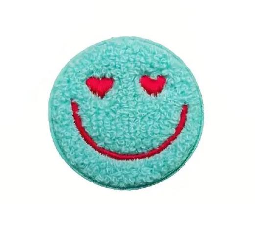 1 Stück - SMILEY MINT CHENILLE PATCH