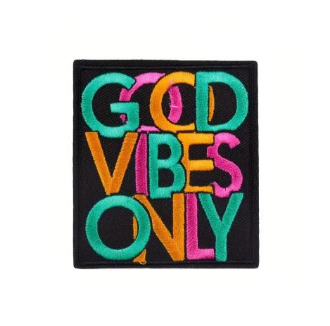 1 Stück - GOOD VIBES ONLY MINT/SENF/PINK CHENILLE PATCH