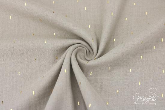 0,5 MTR. ♥ LiTTLE GOLDEN STRiPES MuSSELIN - SAND - DouBLE GAUZE ♥