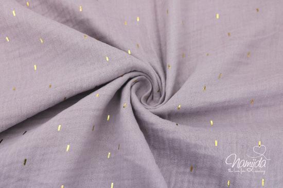 0,5 MTR. ♥ LiTTLE GOLDEN STRiPES MuSSELIN - ALTMAUVE - DouBLE GAUZE♥