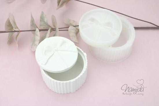 1 STÜCK ♥ GIESSFORM SILIKON SCHLEIFCHenDoSE + DECKEL RUND ♥