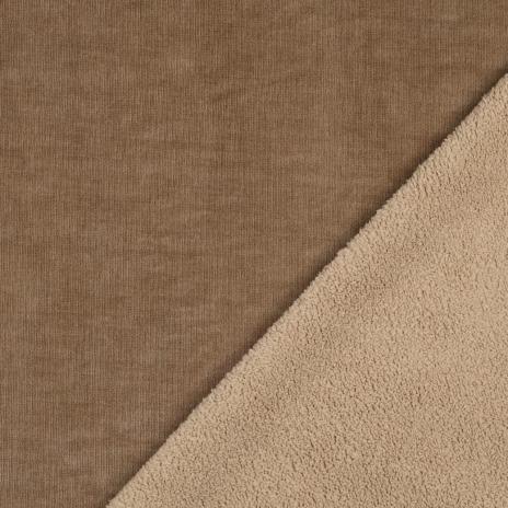0,50 MTR. ♥ FEINCORD DOUBLEFACE FLEECE TAUPE STRETCH ♥