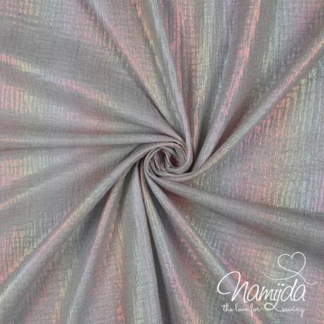 0,5 MTR. ♥ MUSSELIN DouBLE GAUZE - FOIL RAINBOW Multicolor ♥