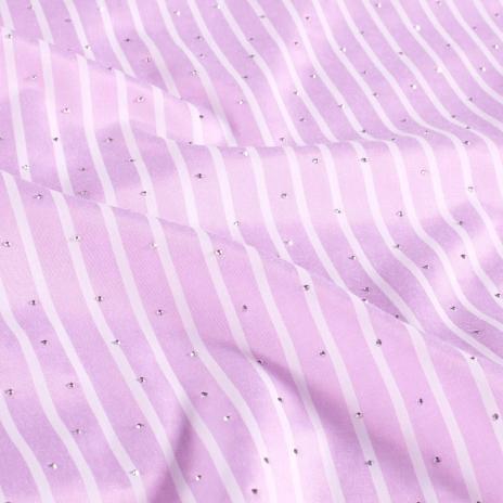 0,5 MTR. GLITZER STEINCHEN STREIFEN ROSA BAUMWOLL POPELINE