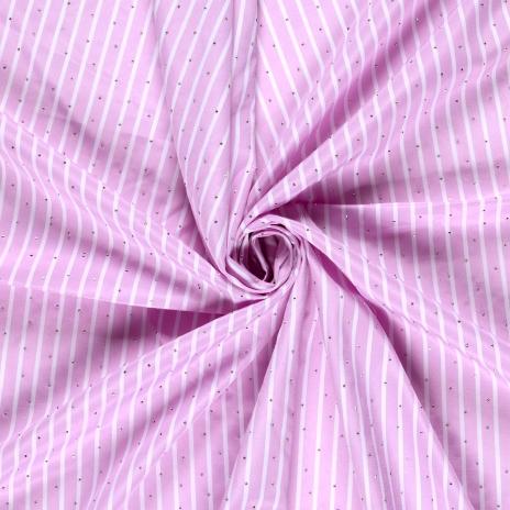 0,5 MTR. GLITZER STEINCHEN STREIFEN ROSA BAUMWOLL POPELINE