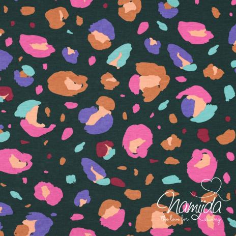 0,50 MTR. ♥ BIO JERSEY LEO MULTICOLOR KHAKI  ♥