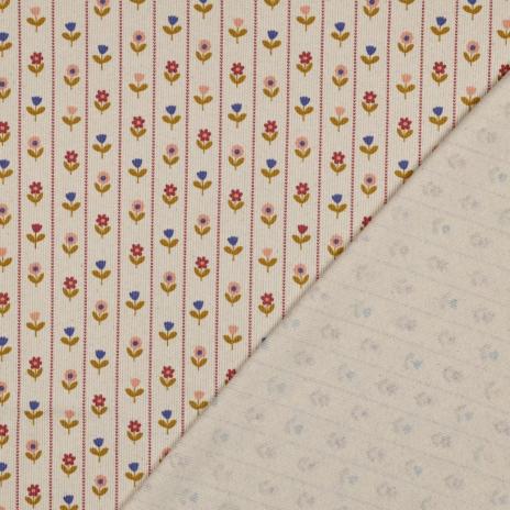 0,5 MTR. ♥ RIPPSTRICK JERSEY  LILLE BLOMST NATURAL ♥