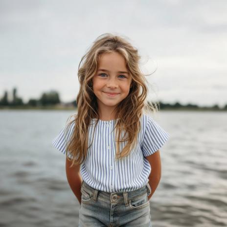 0,5 MTR. ♥ MUSSELIN STREIFEN - JEANS ♥