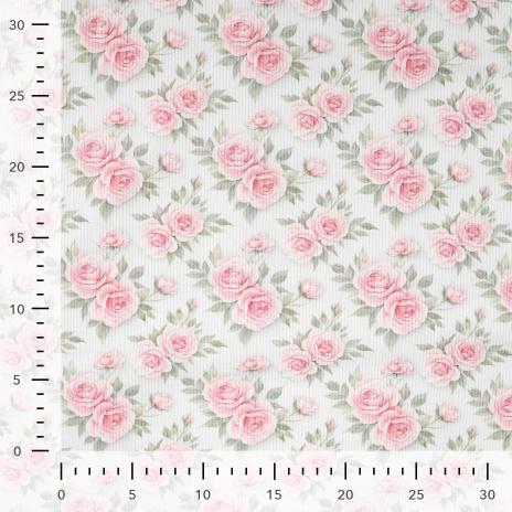 0,5 MTR.  ♥ RIPPSTRICK JERSEY PASTELL ROSES  ♥