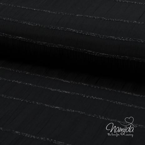 0,5 MTR. ♥ RuFFLED MUSSELIN - SCHWARZ ♥