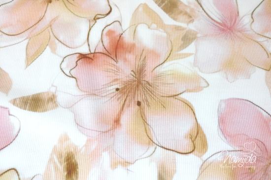0,5 MTR.  ♥ RIPPSTRICK BIG SOMMER FLOWERS ROSE/APRICOT ♥