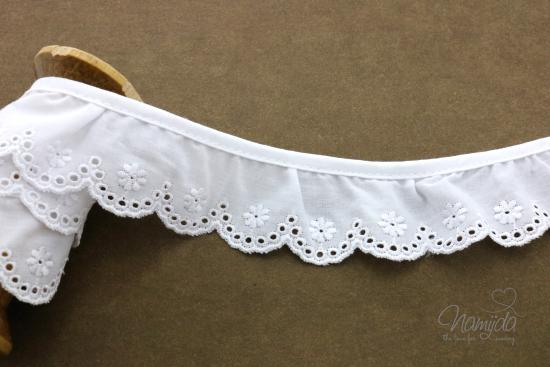 ♥1 Mtr. Wäschespitze gerüscht -  3,5 cm - WEISS ♥