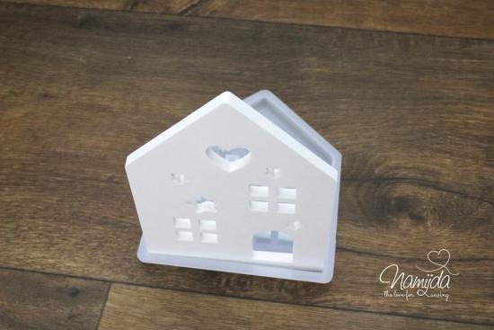 1 STÜCK ♥ GIESSFORM SILIKON HAUS VORDERSEITE HERZEN & STERNE FÜR LED-HÄUSCHEN ♥