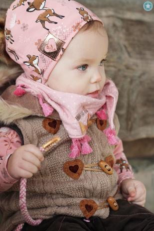 1 Stück ♥ HERZ Dufflecoat-Verschluss f. Kinder - HeLLBRauN - Band Hellbraun - Knebelknopf - zweiteilig ♥