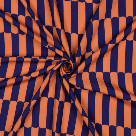 0,5 MTR.♥ VISKOSE ECOVERO BLUSH LINES NAVY/ORANGE ♥