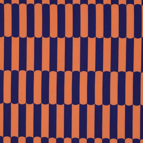 0,5 MTR.♥ VISKOSE ECOVERO BLUSH LINES NAVY/ORANGE ♥