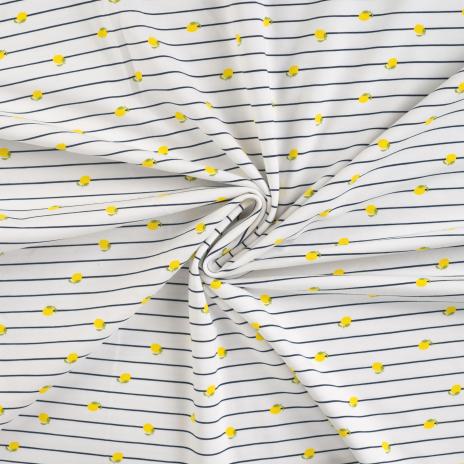 0,50 MTR. ♥ LITTLE LEMON LINES NAVY JERSEY  ♥