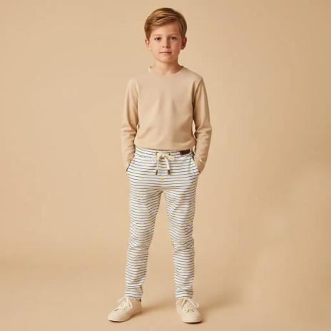 0,50 MTR. ♥ LITTLE LEMON LINES NAVY JERSEY  ♥