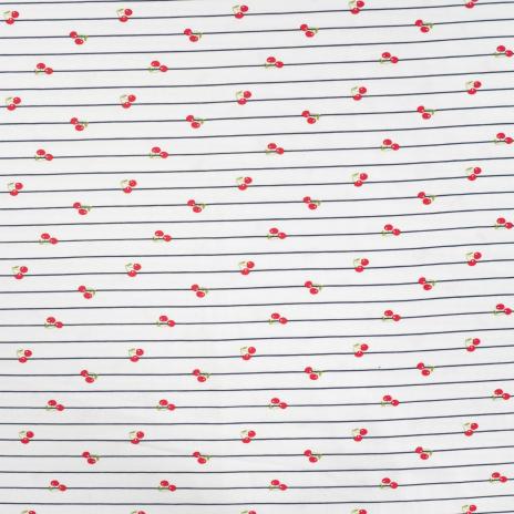 0,50 MTR. ♥ LITTLE CHERRY LINES NAVY JERSEY  ♥