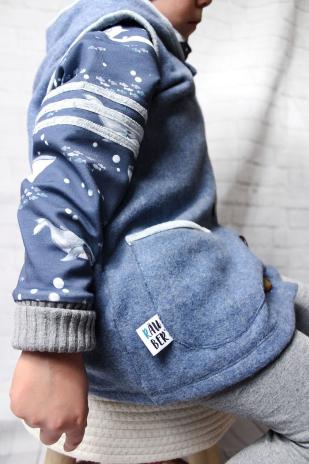 0,5 MTR. ♥ Doubelface Baumwollfleece JEANS MELANGE - 100% Baumwolle ♥