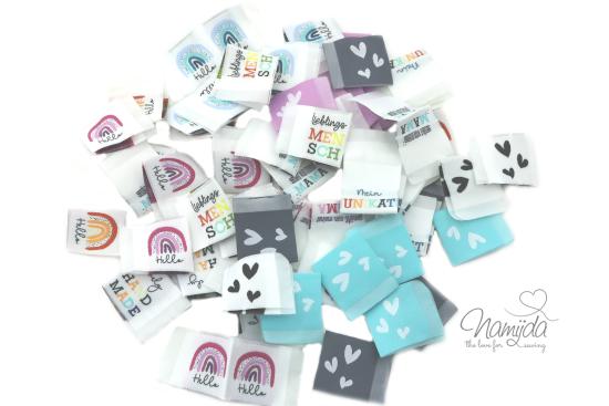 5 STCK. ♥ NAMIJDA EP WEBETIKETTEN - HAPPY ♥