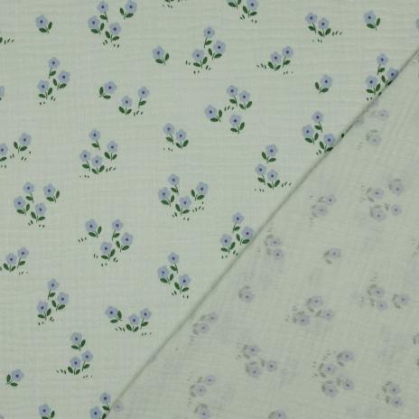 0,5 MTR. ♥ STREUBLÜMCHEN MINT MUSSELIN  ♥