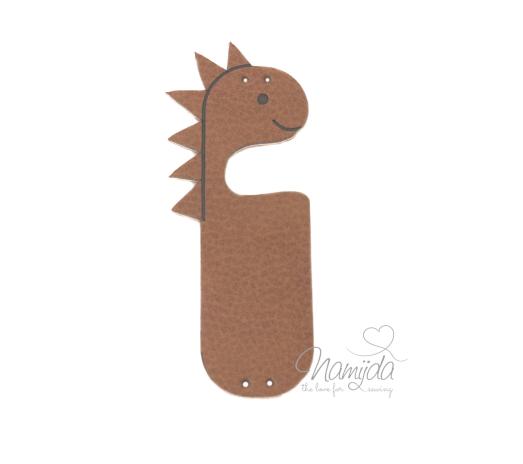 1 Stück - KNiCK MiCH UND NÄH MICH AN KuNSTLEDER LABEL - DINO
