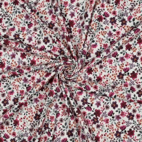 0,50 MTR. ♥ SPRING FLOWERS LAVENDEL JERSEY  ♥