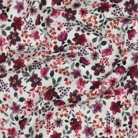 0,50 MTR. ♥ SPRING FLOWERS LAVENDEL JERSEY  ♥