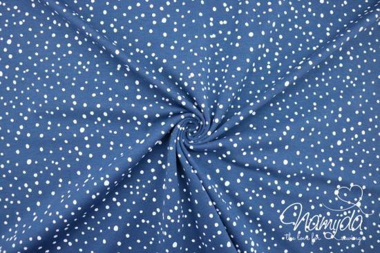 0,5 MTR. ♥ Jersey Different Dots JEANS/ WeiSS - Punktejersey ♥