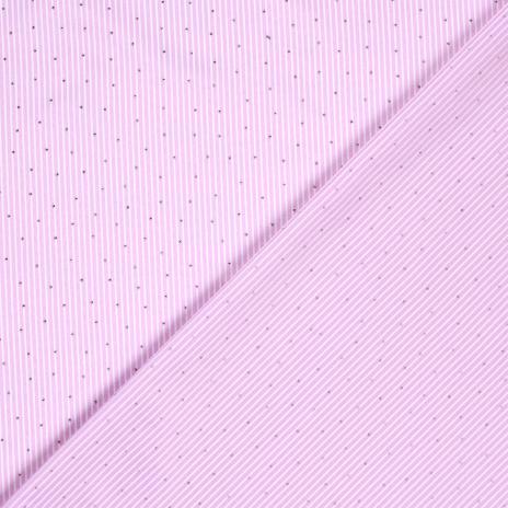 ACHTUNG VORBESTELLUNG LIEFERZEIT CA. 1 WOCHE  0,5 MTR. GLITZER STEINCHEN FEINE STREIFEN ROSA BAUMWOLL POPELINE