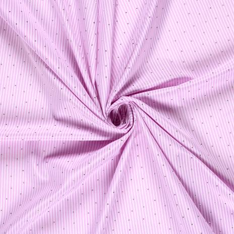 ACHTUNG VORBESTELLUNG LIEFERZEIT CA. 1 WOCHE  0,5 MTR. GLITZER STEINCHEN FEINE STREIFEN ROSA BAUMWOLL POPELINE