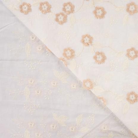 0,5 MTR. GESTICKTE BLÜMCHEN SAND BAUMWOLLE